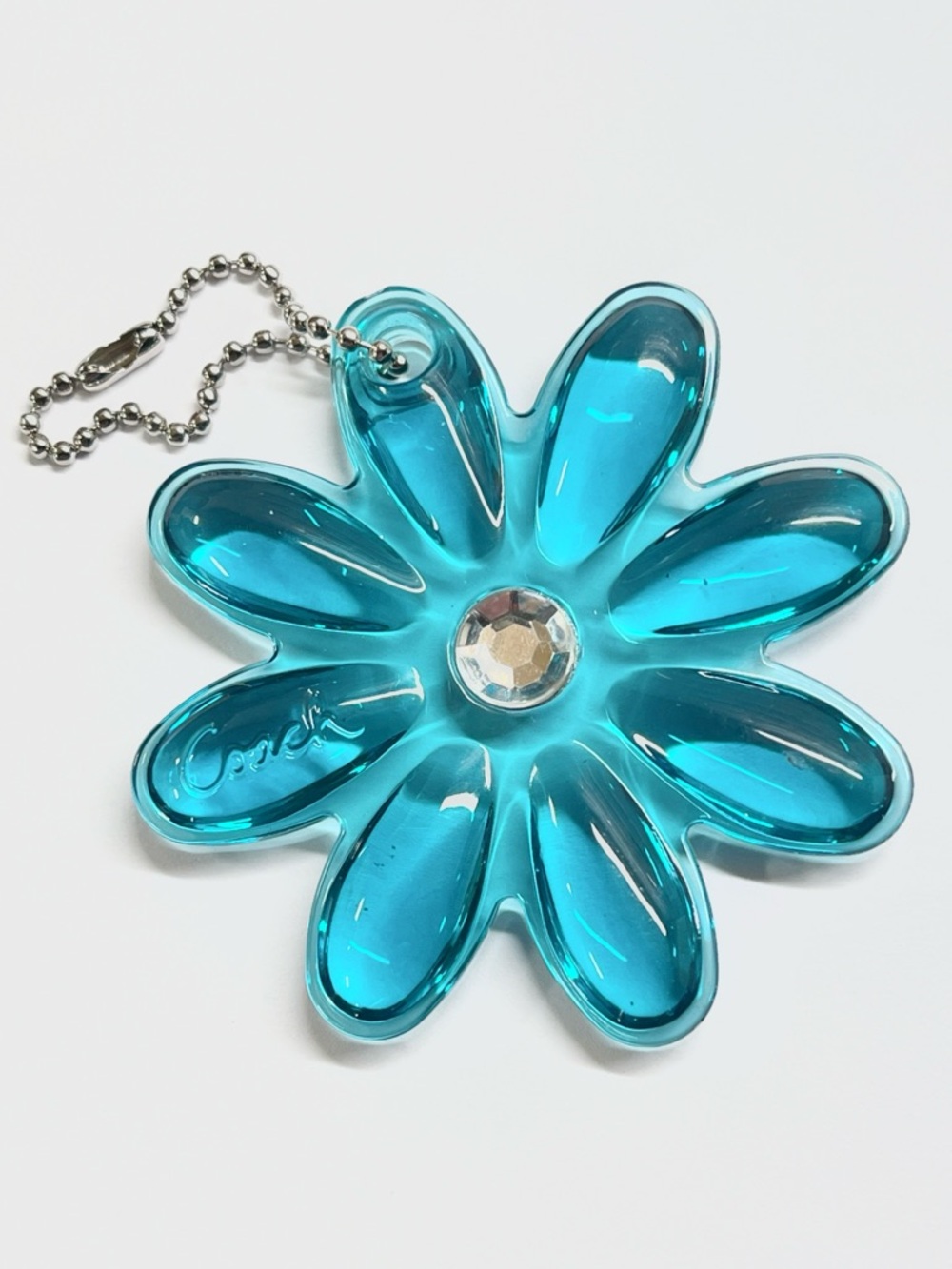 Coach Poppy Flower Hang Tag in Aqua Blue EUC